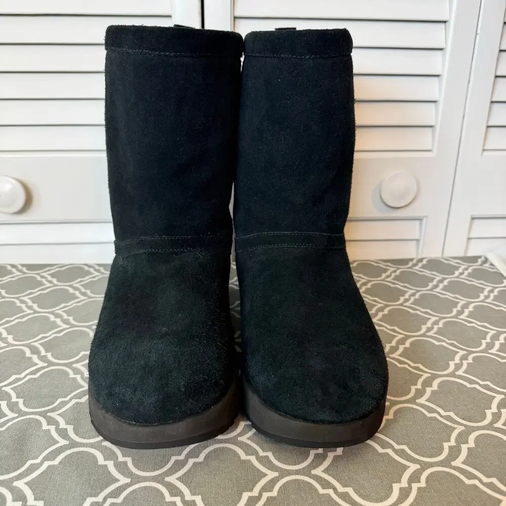 UGG Black Boots Women's Classic Short Waterproof Suede Vibram Heel Warm Boho